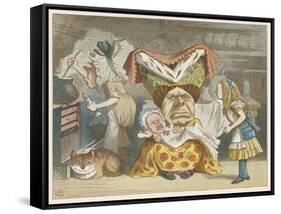 Alice and the Duchess in the Kitchen with the Duchess Who is Holding a Baby-John Tenniel-Framed Stretched Canvas