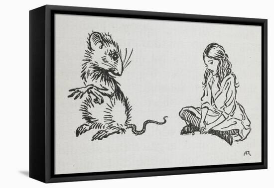 Alice and the Mouse-Arthur Rackham-Framed Stretched Canvas