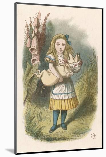 Alice and the Pig Alice Carrying a Baby Pig-John Tenniel-Mounted Photographic Print