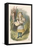 Alice and the Pig Alice Carrying a Baby Pig-John Tenniel-Framed Stretched Canvas