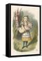 Alice and the Pig Alice Carrying a Baby Pig-John Tenniel-Framed Stretched Canvas