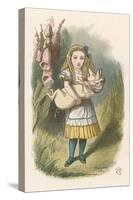 Alice and the Pig Alice Carrying a Baby Pig-John Tenniel-Stretched Canvas