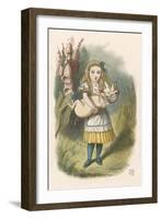 Alice and the Pig Alice Carrying a Baby Pig-John Tenniel-Framed Photographic Print