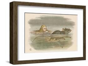 Alice and the Pool of Tears Swimming in It with a Mouse-John Tenniel-Framed Photographic Print