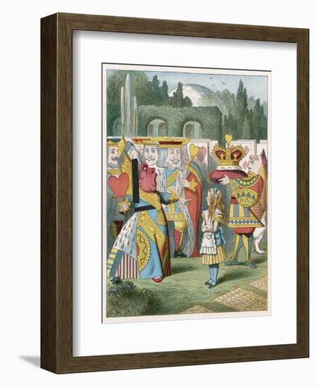 Alice and the Queen of Hearts: "Off with Her Head!"-John Tenniel-Framed Art Print