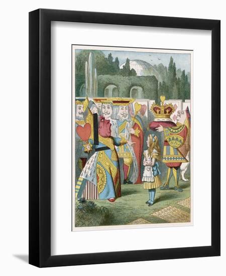 Alice and the Queen of Hearts: "Off with Her Head!"-John Tenniel-Framed Art Print