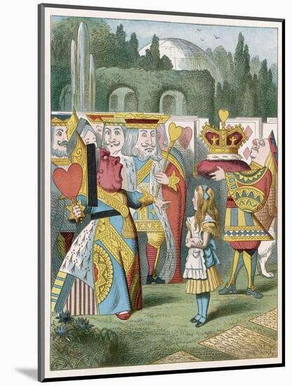 Alice and the Queen of Hearts: "Off with Her Head!"-John Tenniel-Mounted Art Print