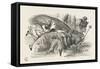 Alice and the Red Queen Fly Hand-In-Hand-John Tenniel-Framed Stretched Canvas