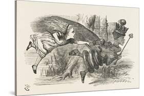 Alice and the Red Queen Fly Hand-In-Hand-John Tenniel-Stretched Canvas