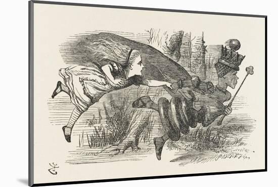 Alice and the Red Queen Fly Hand-In-Hand-John Tenniel-Mounted Photographic Print