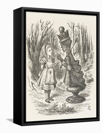 Alice and the Red Queen-John Tenniel-Framed Stretched Canvas