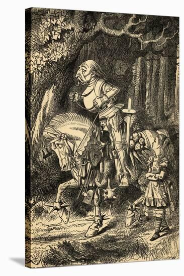 Alice and the White Knight, Illustration from 'Alice in Wonderland' by Lewis Carroll (1832-98)…-John Tenniel-Stretched Canvas
