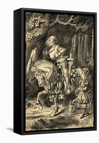 Alice and the White Knight, Illustration from 'Alice in Wonderland' by Lewis Carroll (1832-98)…-John Tenniel-Framed Stretched Canvas