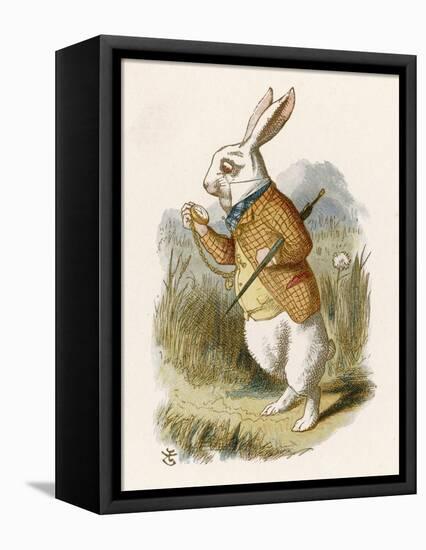 Alice and the White Rabbit-John Tenniel-Framed Stretched Canvas