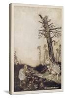 Alice and the White Rabbit-Arthur Rackham-Stretched Canvas