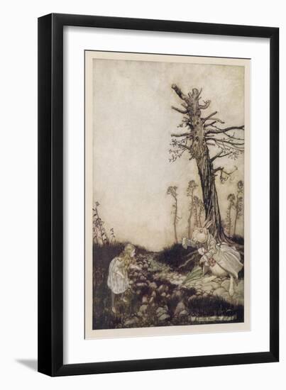 Alice and the White Rabbit-Arthur Rackham-Framed Art Print