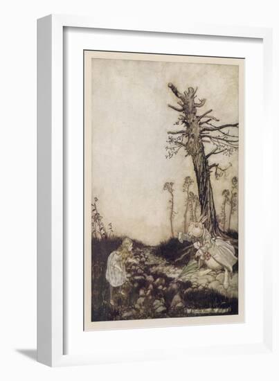 Alice and the White Rabbit-Arthur Rackham-Framed Art Print