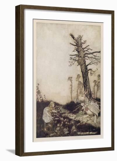 Alice and the White Rabbit-Arthur Rackham-Framed Art Print