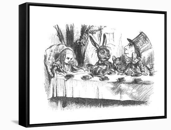 'Alice at the Mad Hatter's tea party', 1889-John Tenniel-Framed Stretched Canvas