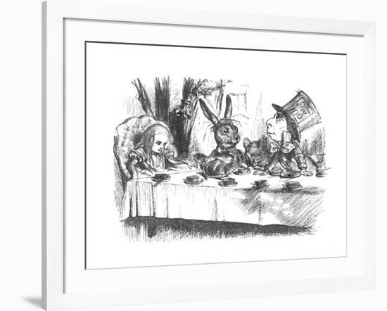 'Alice at the Mad Hatter's tea party', 1889-John Tenniel-Framed Giclee Print