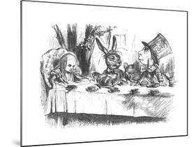 'Alice at the Mad Hatter's tea party', 1889-John Tenniel-Mounted Giclee Print