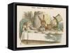 Alice at the Mad Hatter's Tea Party-John Tenniel-Framed Stretched Canvas