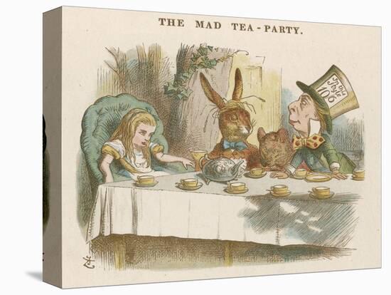 Alice at the Mad Hatter's Tea Party-John Tenniel-Stretched Canvas