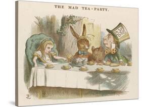 Alice at the Mad Hatter's Tea Party-John Tenniel-Stretched Canvas