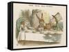 Alice at the Mad Hatter's Tea Party-John Tenniel-Framed Stretched Canvas