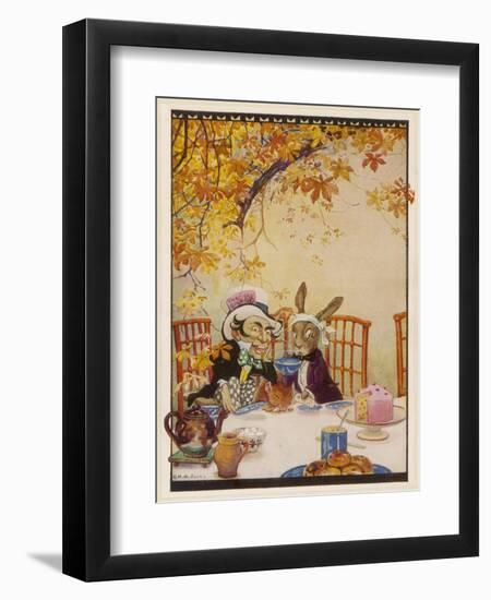 Alice at the Mad Hatter's Tea Party-Gywnedd Hudson-Framed Art Print