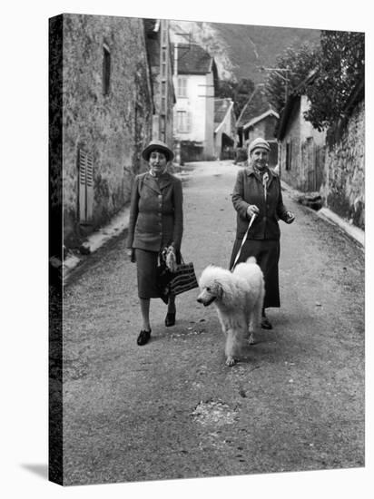 Alice B. Toklas and Author Gertrude Stein, Walking Poodle "Basket" During Liberation from Germans-Carl Mydans-Stretched Canvas