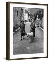 Alice B. Toklas and Author Gertrude Stein, Walking Poodle "Basket" During Liberation from Germans-Carl Mydans-Framed Premium Photographic Print