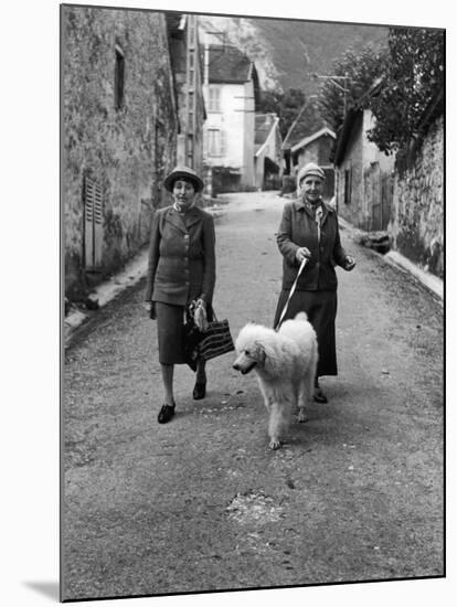 Alice B. Toklas and Author Gertrude Stein, Walking Poodle "Basket" During Liberation from Germans-Carl Mydans-Mounted Premium Photographic Print