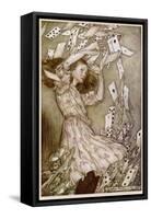 Alice: Cards Fly Up-Arthur Rackham-Framed Stretched Canvas