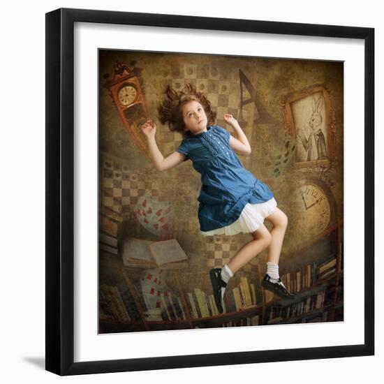 Alice falling down the Rabbit Hole-egal-Framed Premium Photographic Print