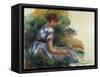 Alice Gamby in the Garden, Young Girl Sitting in the Grass, 1891-Pierre-Auguste Renoir-Framed Stretched Canvas