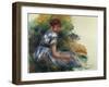 Alice Gamby in the Garden, Young Girl Sitting in the Grass, 1891-Pierre-Auguste Renoir-Framed Giclee Print