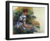 Alice Gamby in the Garden, Young Girl Sitting in the Grass, 1891-Pierre-Auguste Renoir-Framed Giclee Print