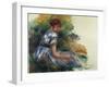 Alice Gamby in the Garden, Young Girl Sitting in the Grass, 1891-Pierre-Auguste Renoir-Framed Giclee Print