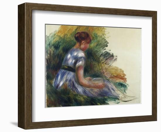 Alice Gamby in the Garden, Young Girl Sitting in the Grass, 1891-Pierre-Auguste Renoir-Framed Giclee Print