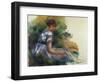 Alice Gamby in the Garden, Young Girl Sitting in the Grass, 1891-Pierre-Auguste Renoir-Framed Giclee Print