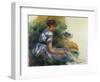 Alice Gamby in the Garden, Young Girl Sitting in the Grass, 1891-Pierre-Auguste Renoir-Framed Giclee Print