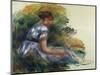 Alice Gamby in the Garden, Young Girl Sitting in the Grass, 1891-Pierre-Auguste Renoir-Mounted Giclee Print