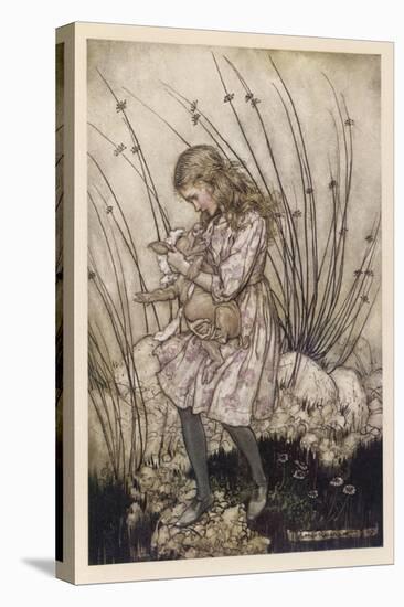 Alice Holds the Baby Pig-Arthur Rackham-Stretched Canvas