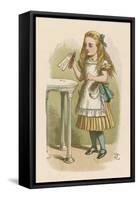 Alice Holds the Bottle Which Says "Drink Me" on the Label-John Tenniel-Framed Stretched Canvas