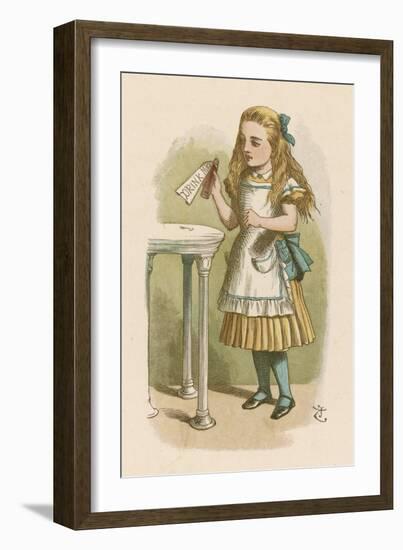 Alice Holds the Bottle Which Says "Drink Me" on the Label-John Tenniel-Framed Photographic Print