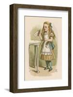 Alice Holds the Bottle Which Says "Drink Me" on the Label-John Tenniel-Framed Photographic Print