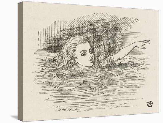 Alice in the Pool of Tears-John Tenniel-Stretched Canvas