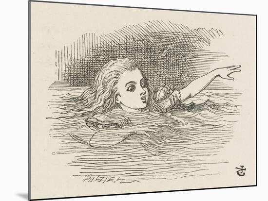 Alice in the Pool of Tears-John Tenniel-Mounted Art Print