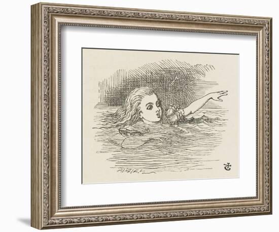 Alice in the Pool of Tears-John Tenniel-Framed Art Print